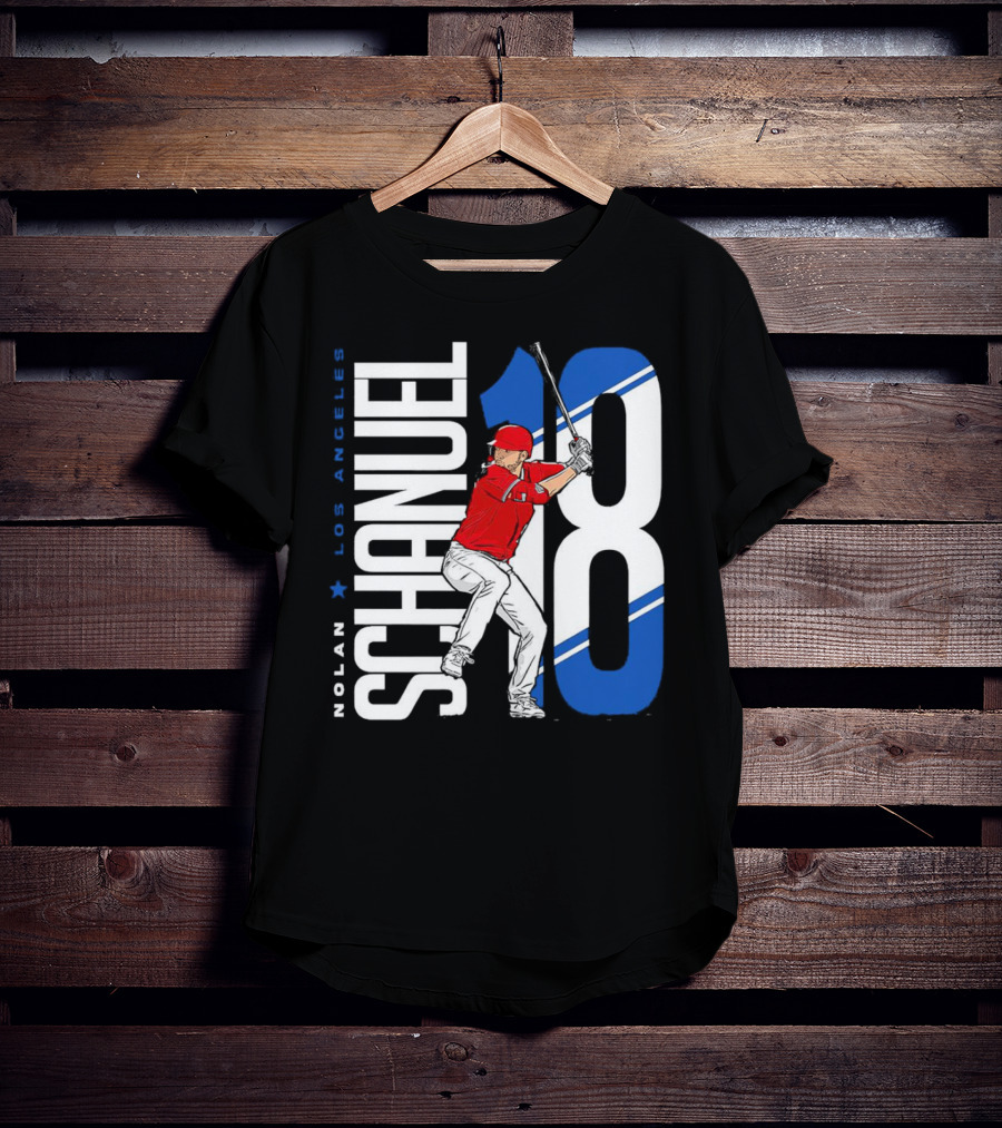 Nolan Schanuel 18 Los Angeles Angels Baseball Player Swinging T-Shirt