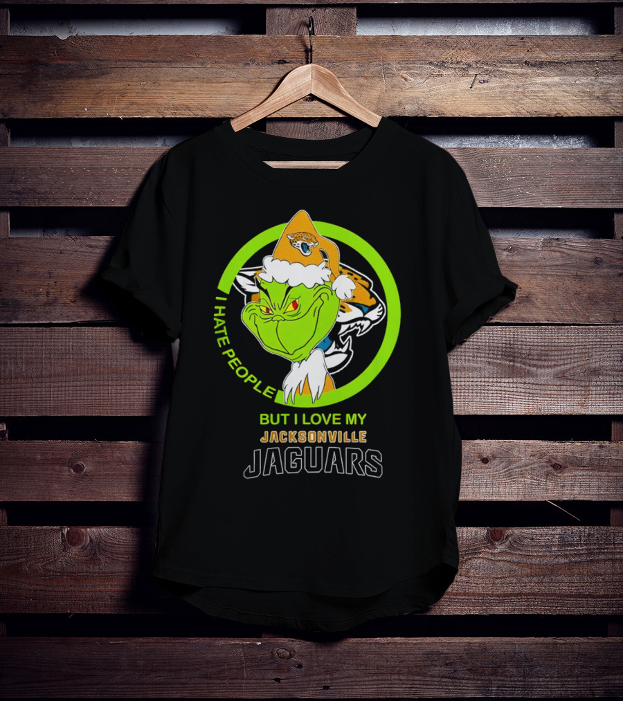 Jacksonville Jaguars Grinch I Hate People But Love My Favorite Football Team Christmas T-Shirt