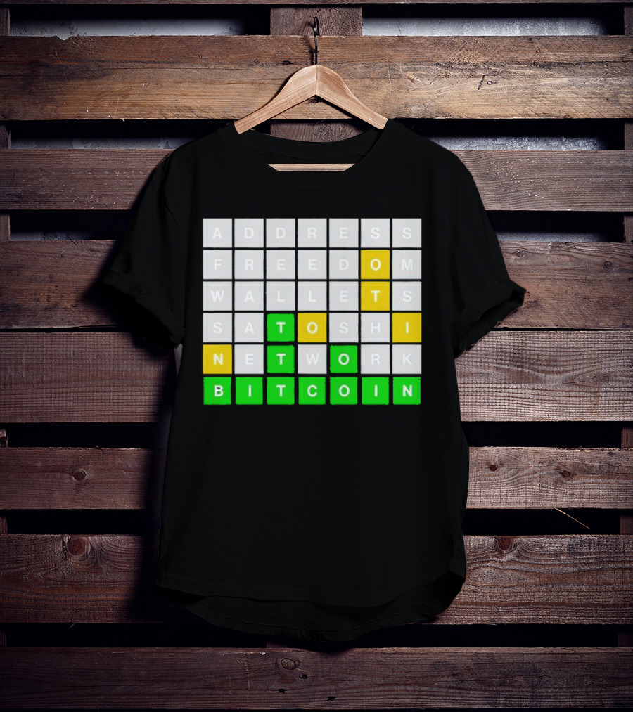 Address Freedom Wallets Satoshi Network Bitcoin Word Game T-Shirt