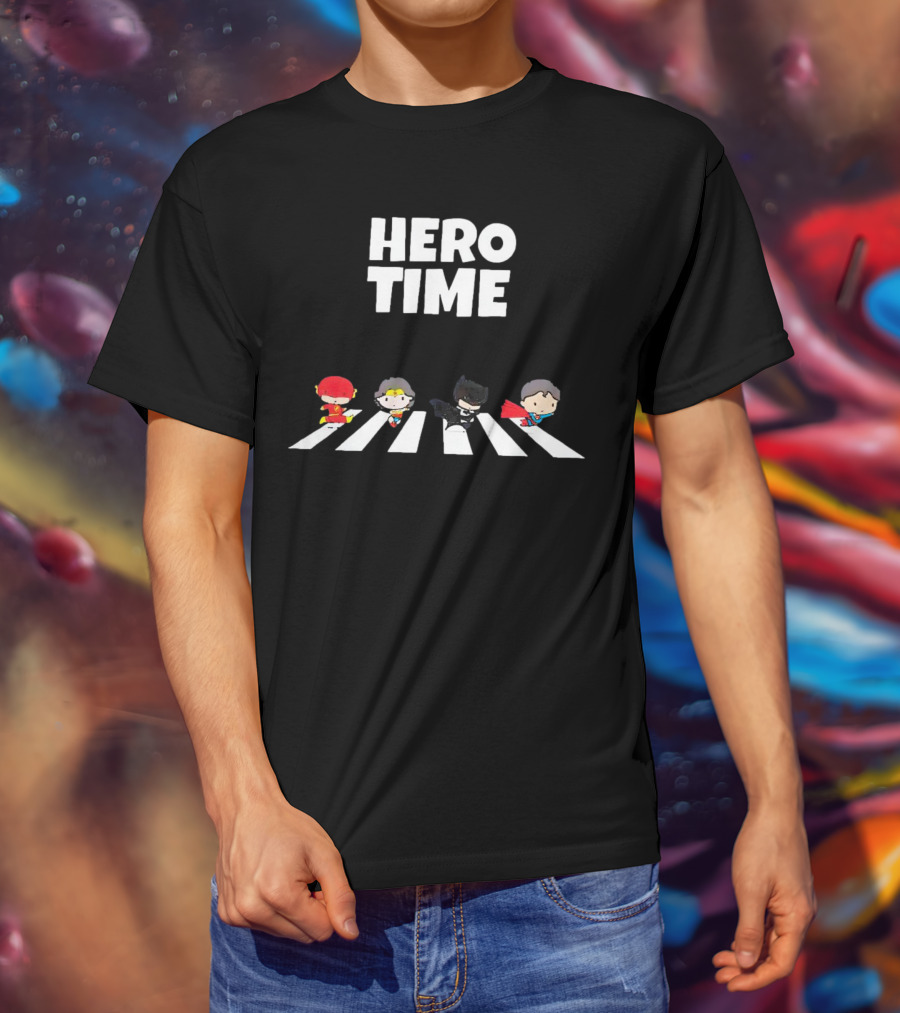 Hero Time Flash Wonder Woman Batman Superman Abbey Road T-Shirt
