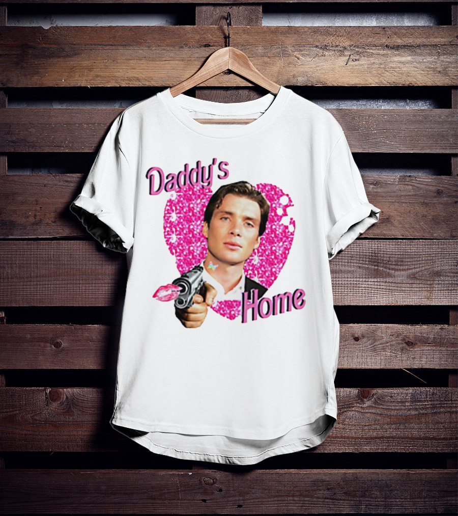 Daddy's Home Pink Glitter Heart Cillian Murphy Gun T-Shirt