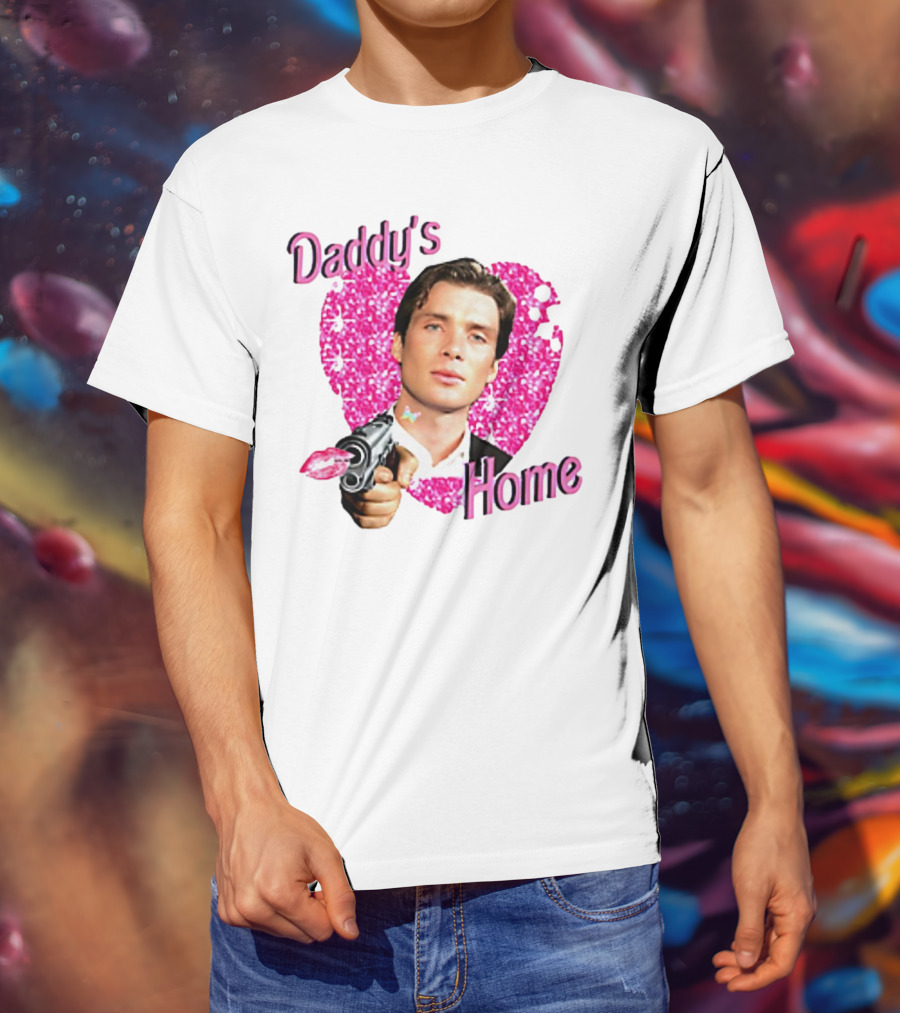 Daddy's Home Pink Glitter Heart Cillian Murphy Gun T-Shirt