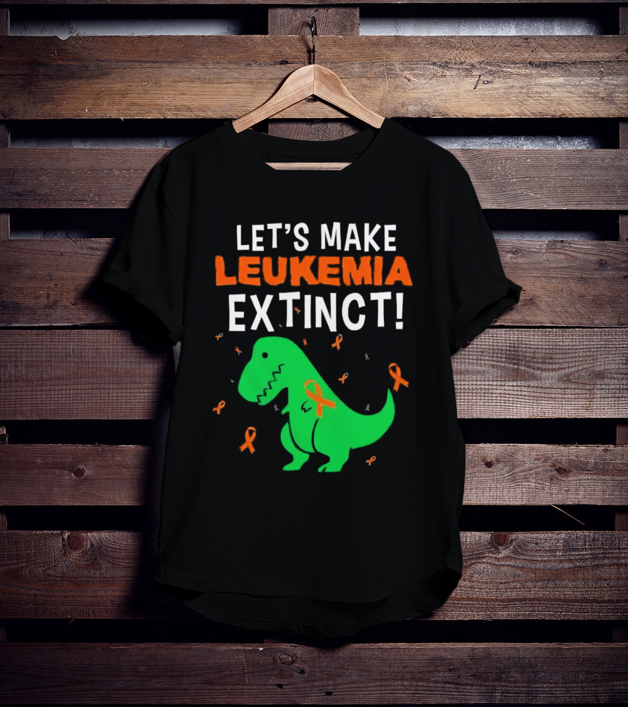 Let's Make Leukemia Extinct Dinosaur With Orange T-Shirt