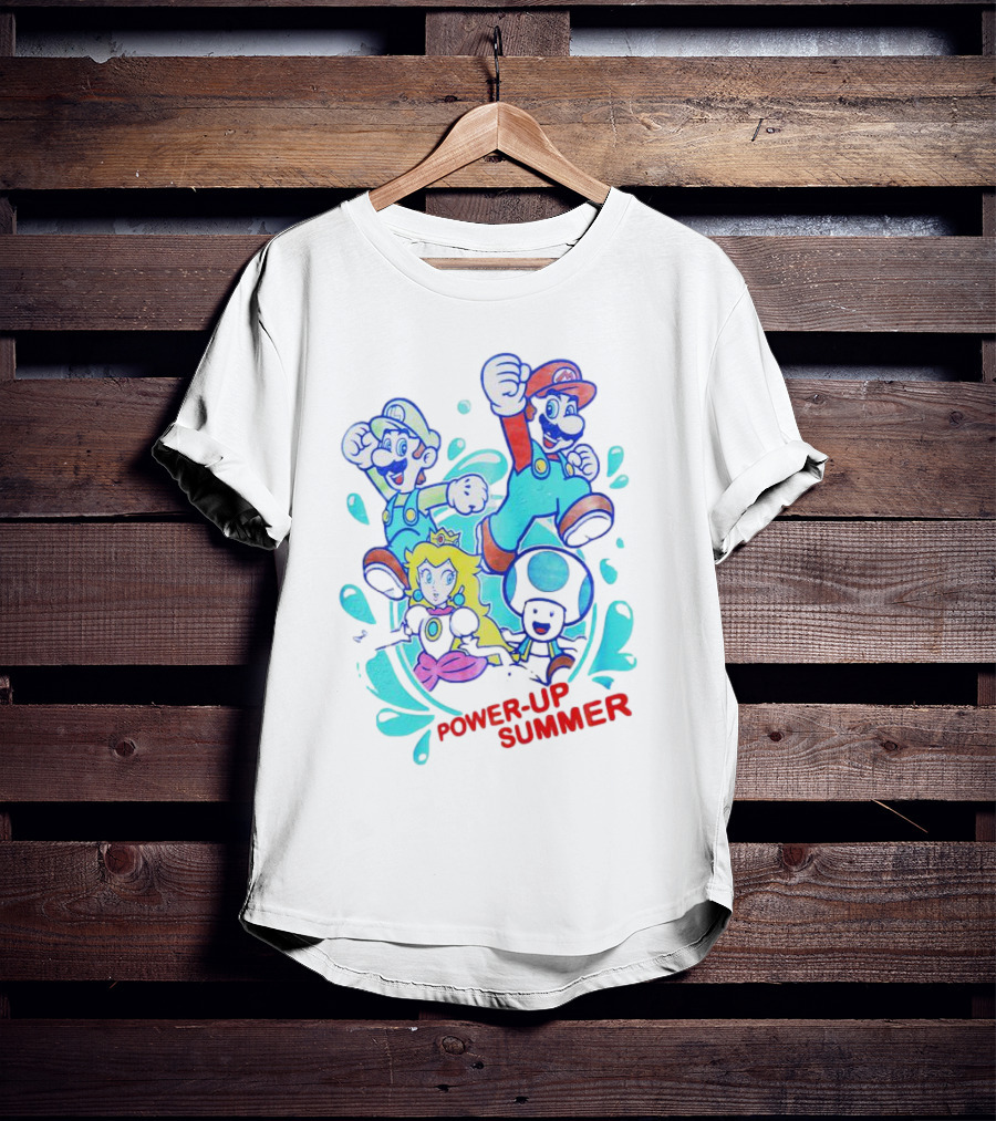 Power-Up Summer Mario Luigi Princess Peach Dynamic Adventure T-Shirt