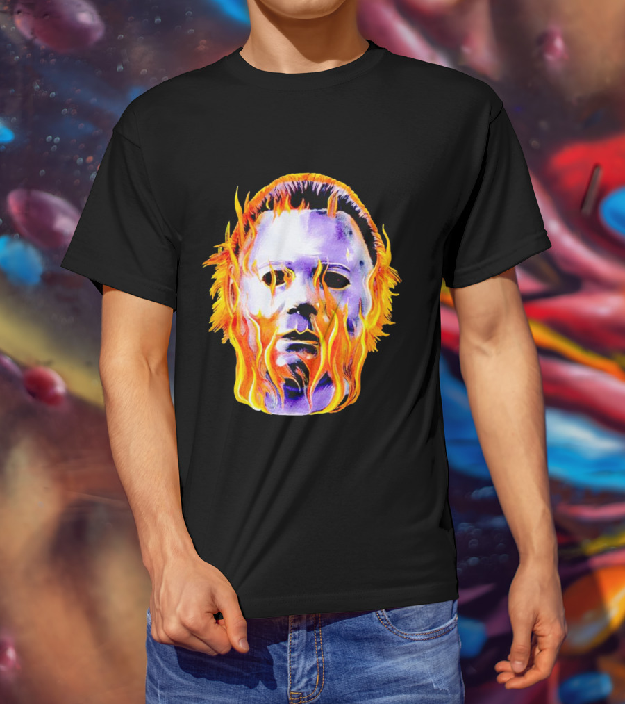 Michael Myers Flaming Mask Halloween Horror T-Shirt