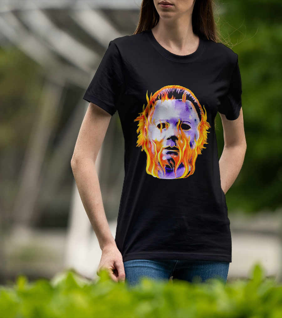 Michael Myers Flaming Mask Halloween Horror T-Shirt