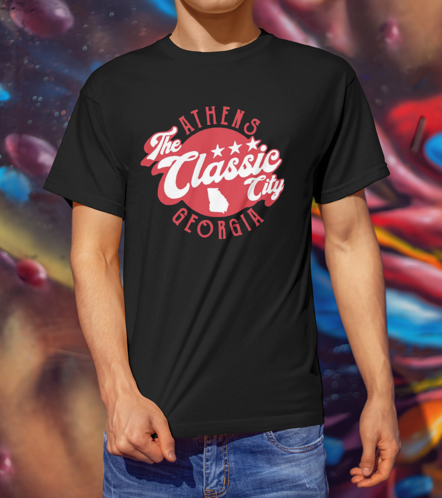 Athens Georgia The Classic City Stars Red Badge T-Shirt