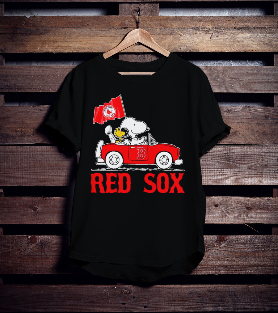 Red Sox Snoopy Woodstock Boston Red Sox Peanuts Car T-Shirt