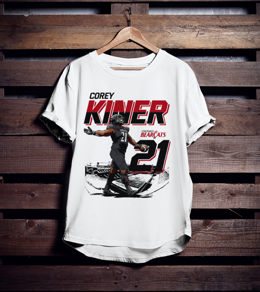 Corey Kiner 21 Cincinnati Bearcats Football Stadium T-Shirt