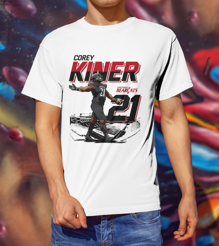 Corey Kiner 21 Cincinnati Bearcats Football Stadium T-Shirt