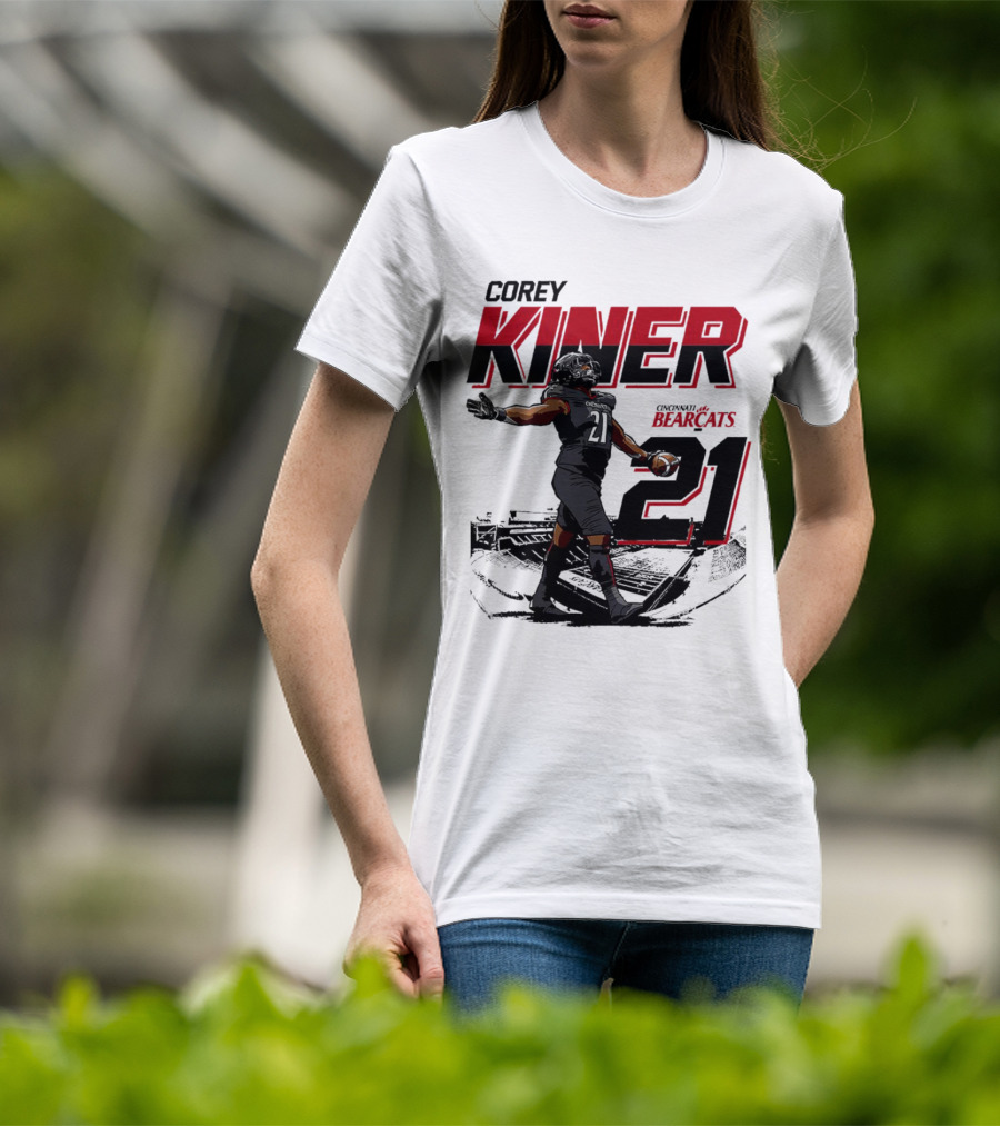 Corey Kiner 21 Cincinnati Bearcats Football Stadium T-Shirt