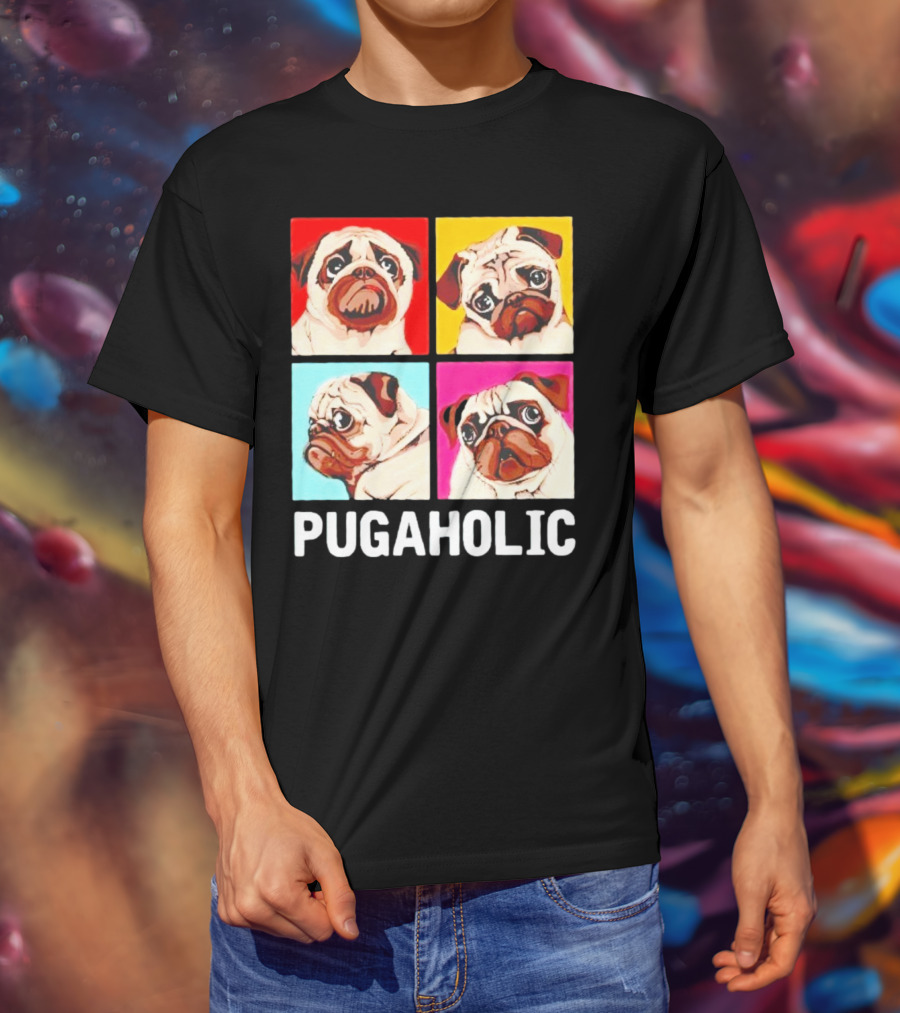 Pug Dog Pop Art Pugaholic T-Shirt