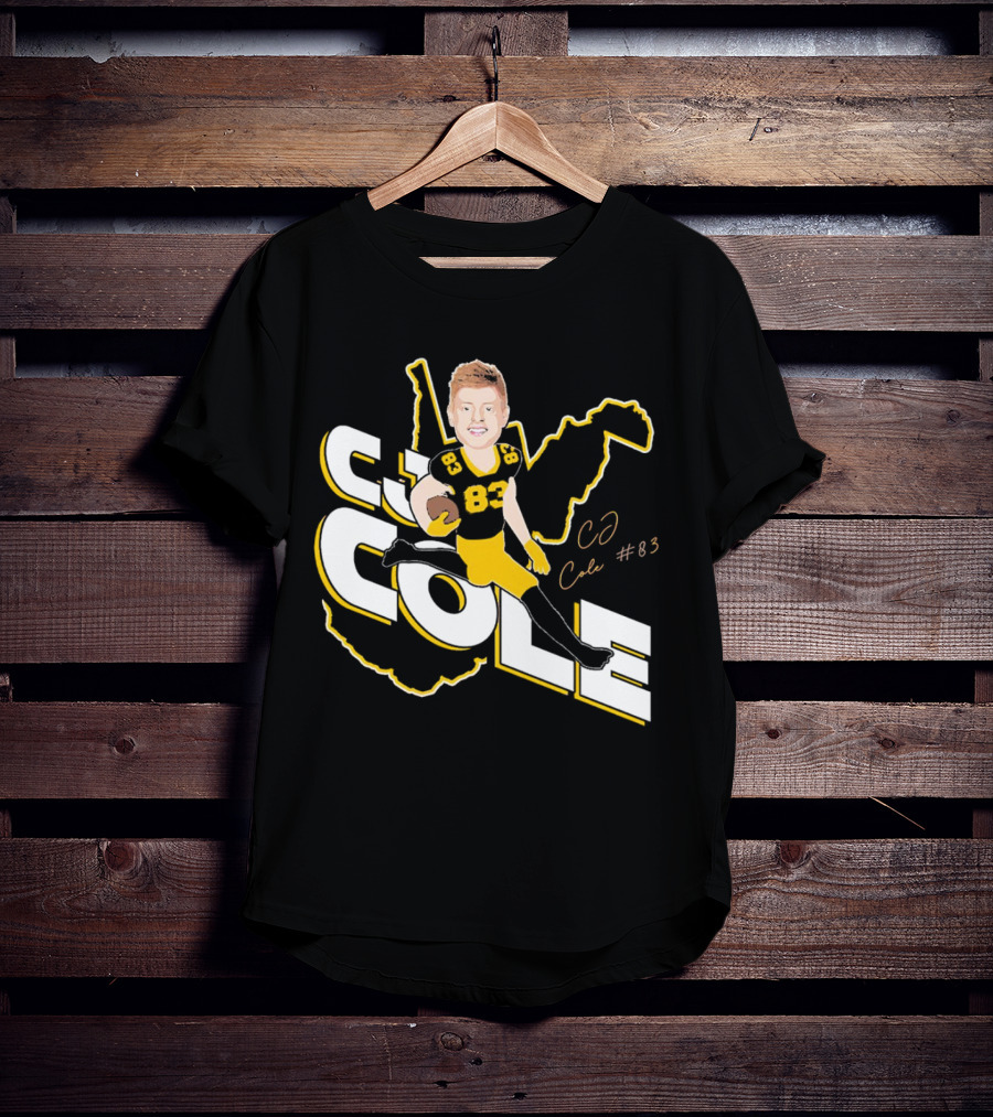 CJ Cole #83 West Virginia Football Player Caricature Signature T-Shirt