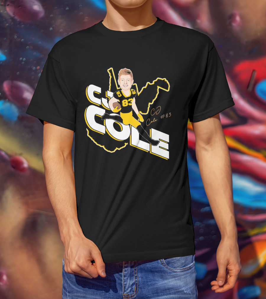 CJ Cole #83 West Virginia Football Player Caricature Signature T-Shirt