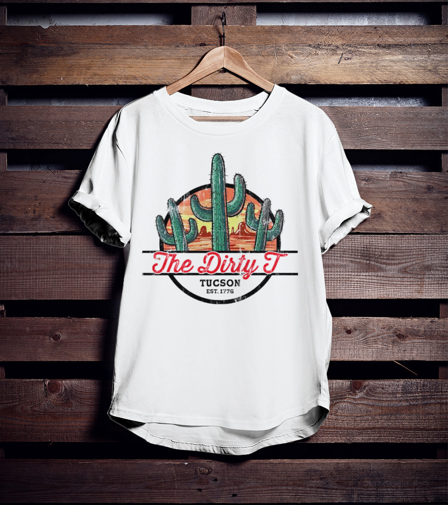 The Dirty T Tucson Est 1776 Sunset Cactus Scene T-Shirt