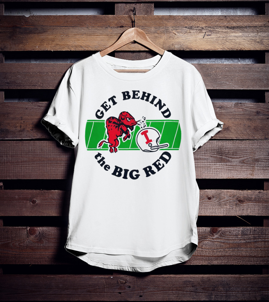Get Behind The Big Red Indiana Hoosiers Football Helmet And Dog T-Shirt