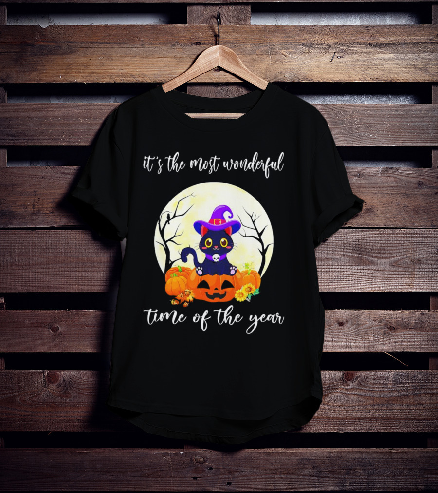 It’s The Most Wonderful Time Of The Year Cat Witch Halloween Pumpkin Moon T-Shirt