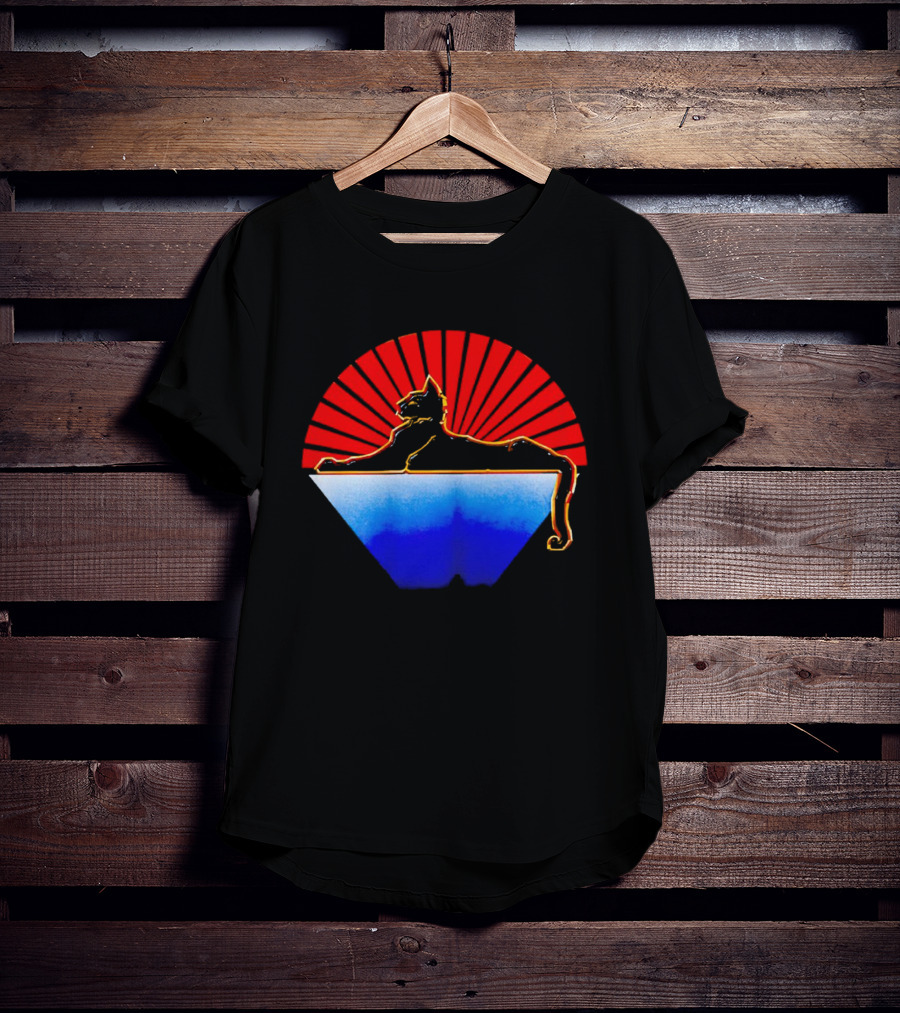 Cats Under The Stars Sphinx With Rising Sun And Tricolor Pyramid T-Shirt