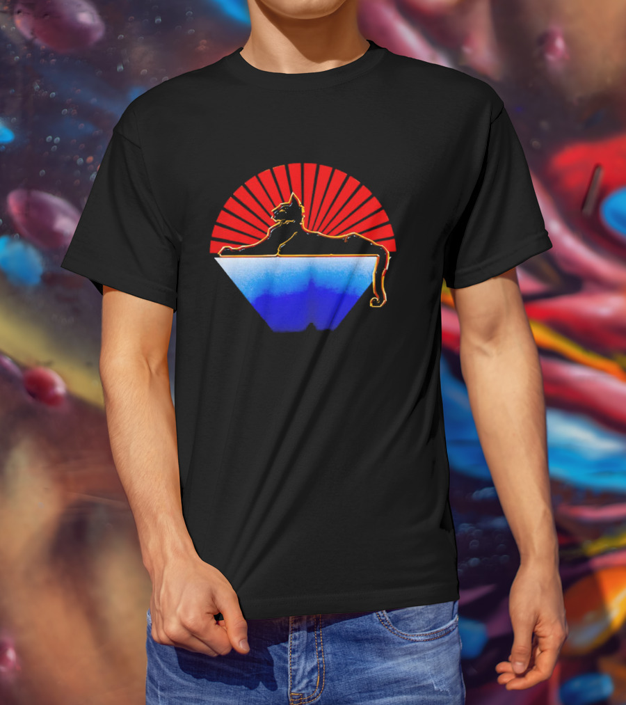 Cats Under The Stars Sphinx With Rising Sun And Tricolor Pyramid T-Shirt