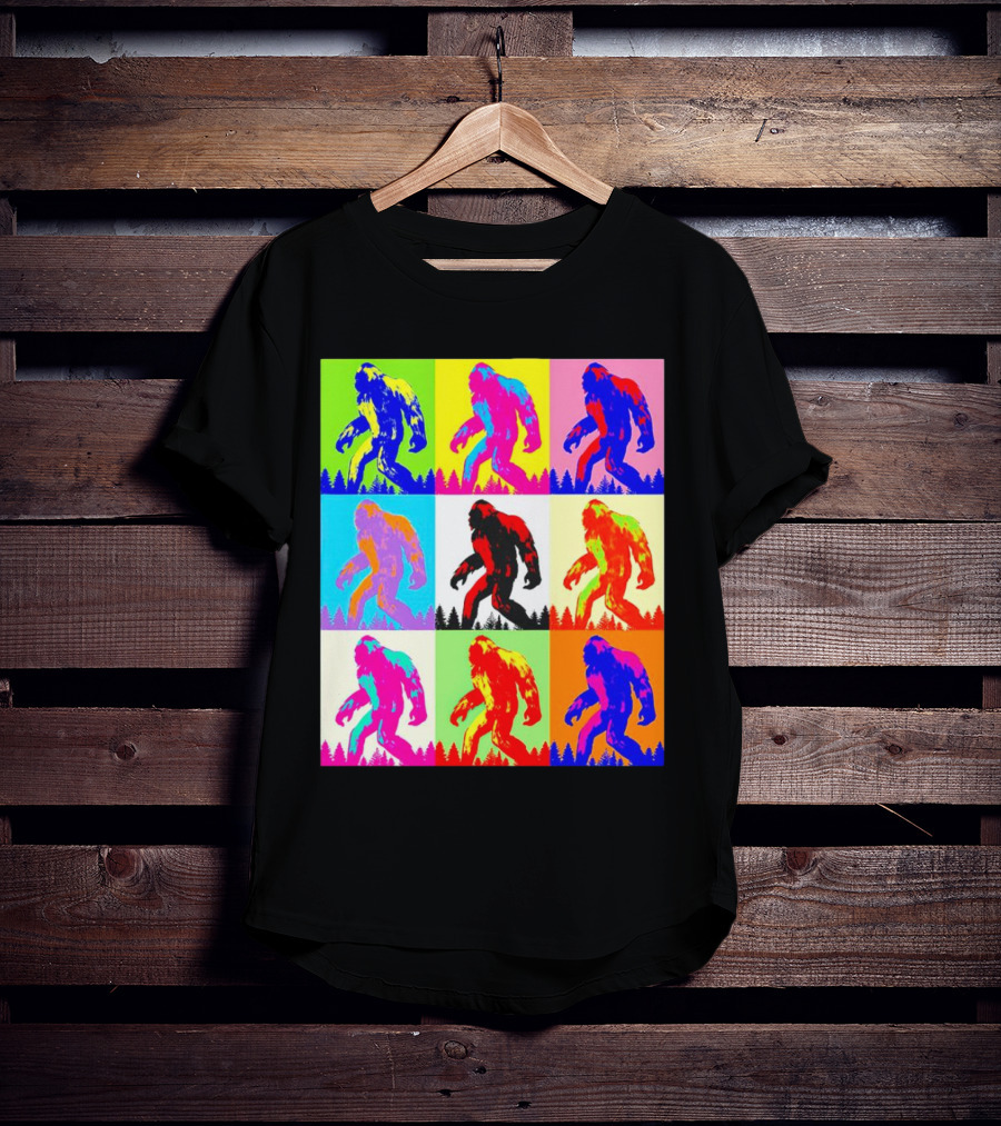 Retro Pop Art Bigfoot Sasquatch Collage T-Shirt