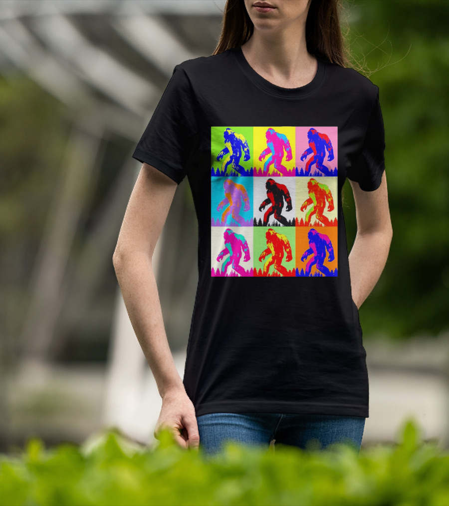 Retro Pop Art Bigfoot Sasquatch Collage T-Shirt