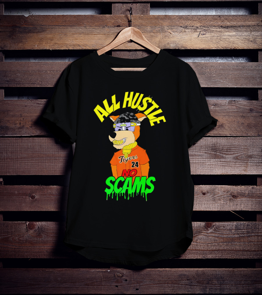 All Hustle No Scams Tigers 24 Cartoon Character T-Shirt