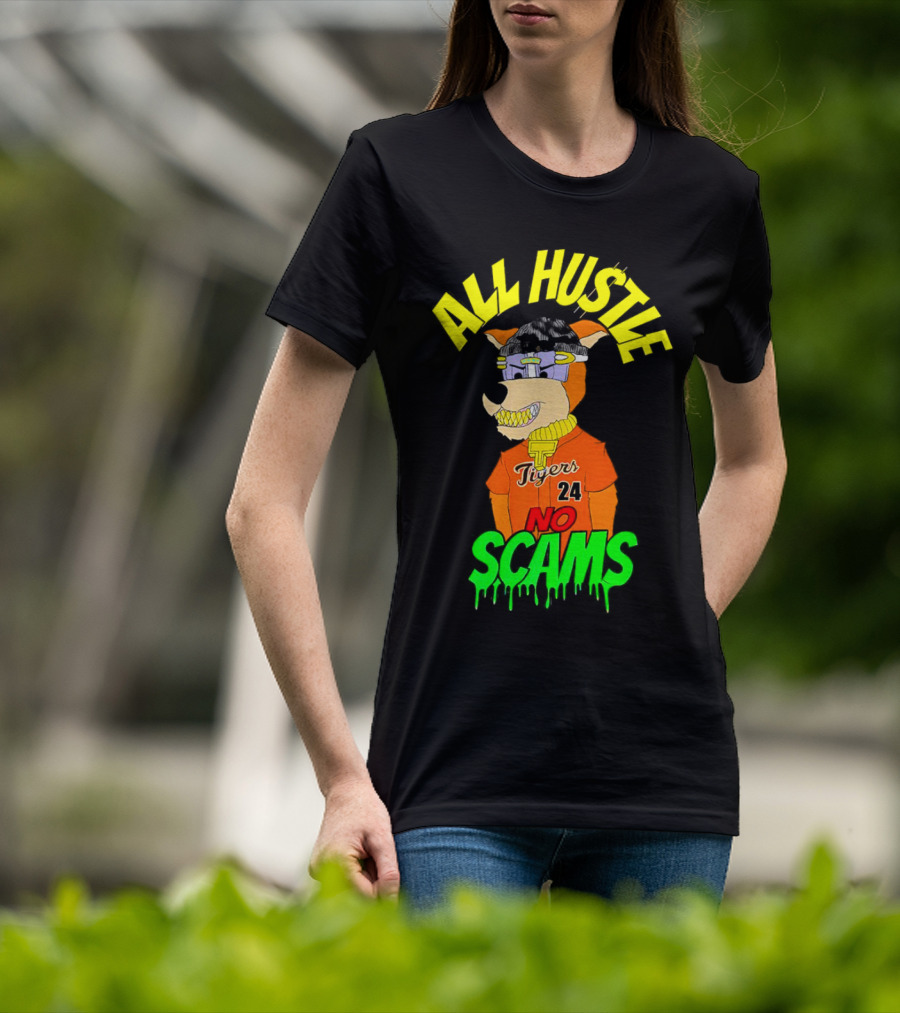 All Hustle No Scams Tigers 24 Cartoon Character T-Shirt