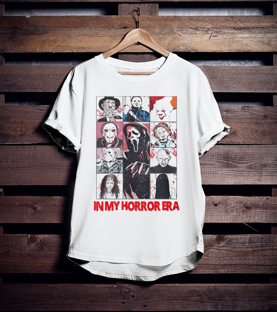 In My Horror Era Ghostface Freddy Krueger Michael Myers Pennywise Jason Chucky Pinhead Sadako Samara T-Shirt