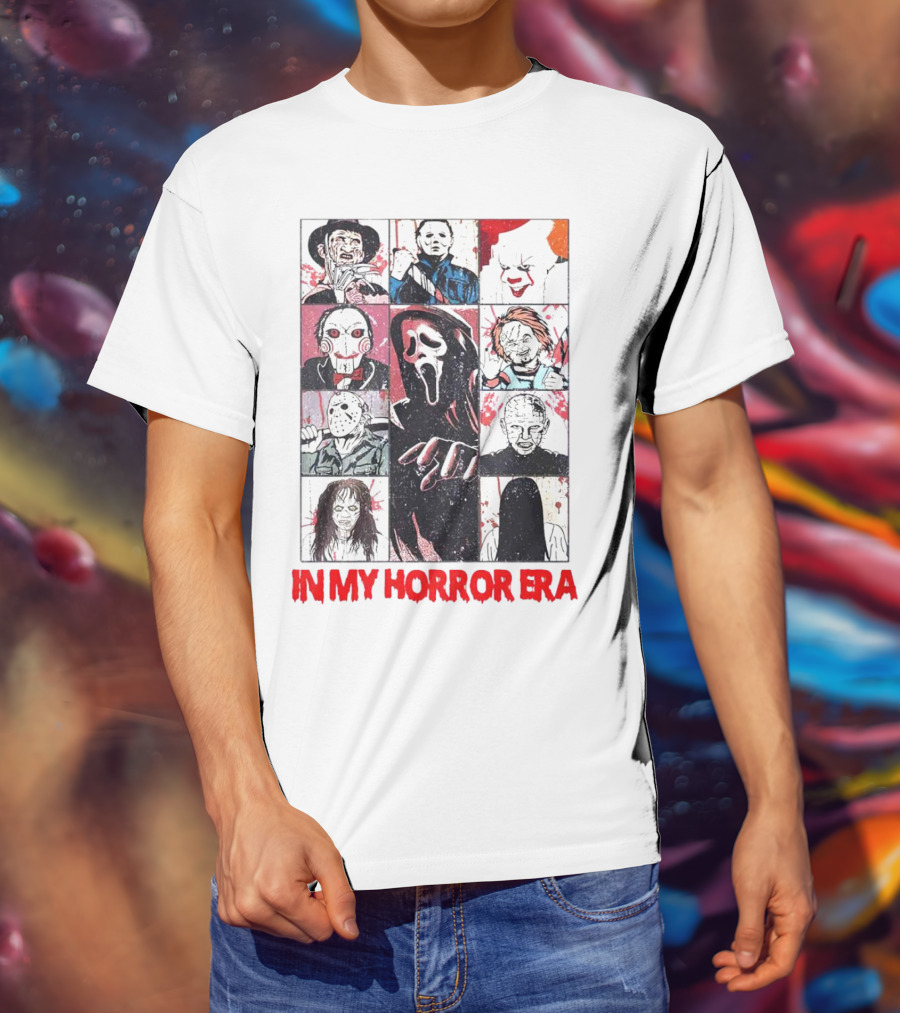 In My Horror Era Ghostface Freddy Krueger Michael Myers Pennywise Jason Chucky Pinhead Sadako Samara T-Shirt