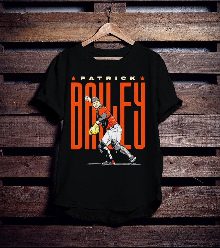 Patrick Bailey Baseball Player Illustration With Orioles Colors T-Shirt
