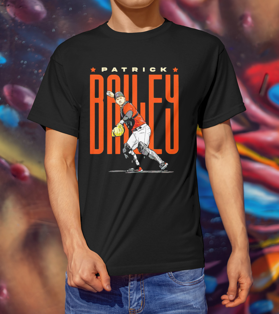 Patrick Bailey Baseball Player Illustration With Orioles Colors T-Shirt