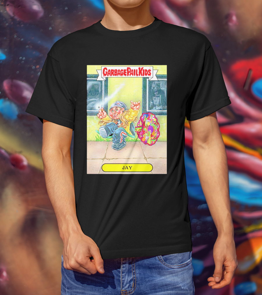 Garbage Pail Kids Jay Character Smoking Graffiti Parody Sticker T-Shirt