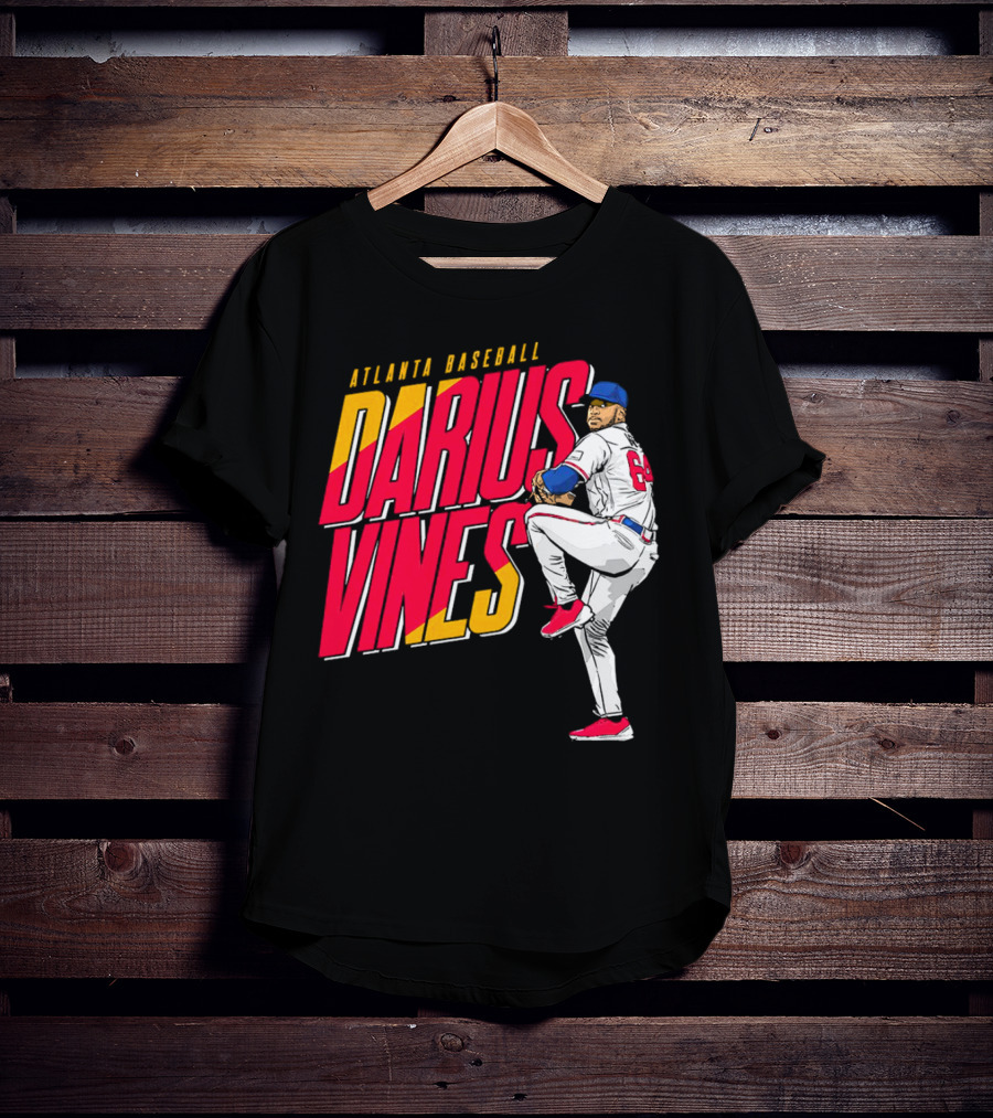 Atlanta Baseball Darius Vines 64 Pitching Action T-Shirt
