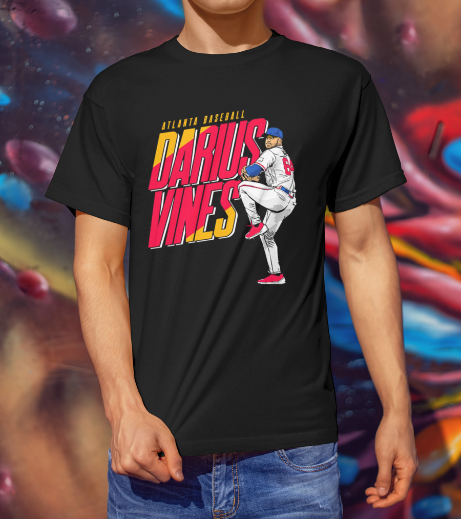 Atlanta Baseball Darius Vines 64 Pitching Action T-Shirt