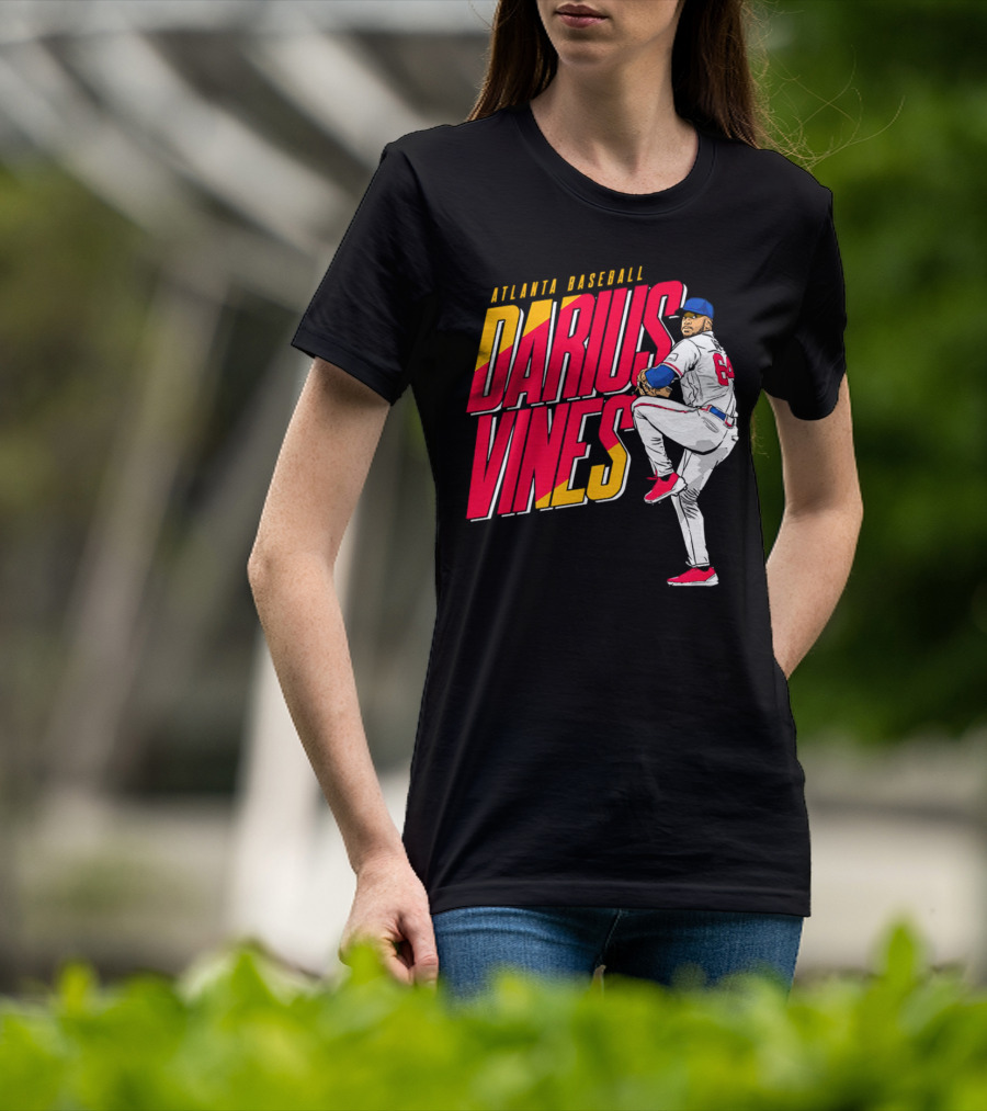 Atlanta Baseball Darius Vines 64 Pitching Action T-Shirt
