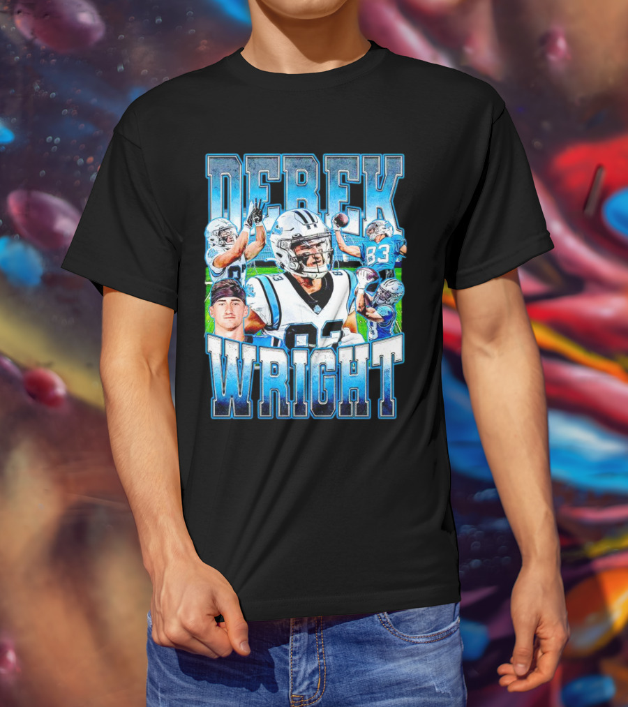 Derek Wright 83 Carolina Panthers Vintage Football T-Shirt