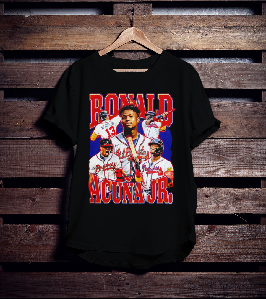 Ronald Acuña Jr Atlanta Braves Vintage Baseball Player Collage T-Shirt