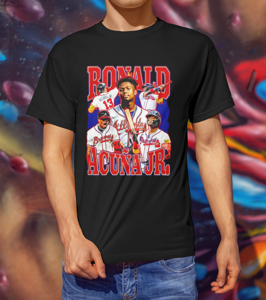 Ronald Acuña Jr Atlanta Braves Vintage Baseball Player Collage T-Shirt