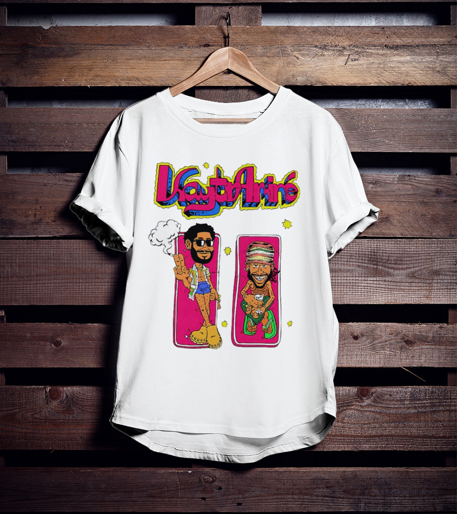 Kaytramine Smoking Drinking Cartoon Characters Relaxing T-Shirt