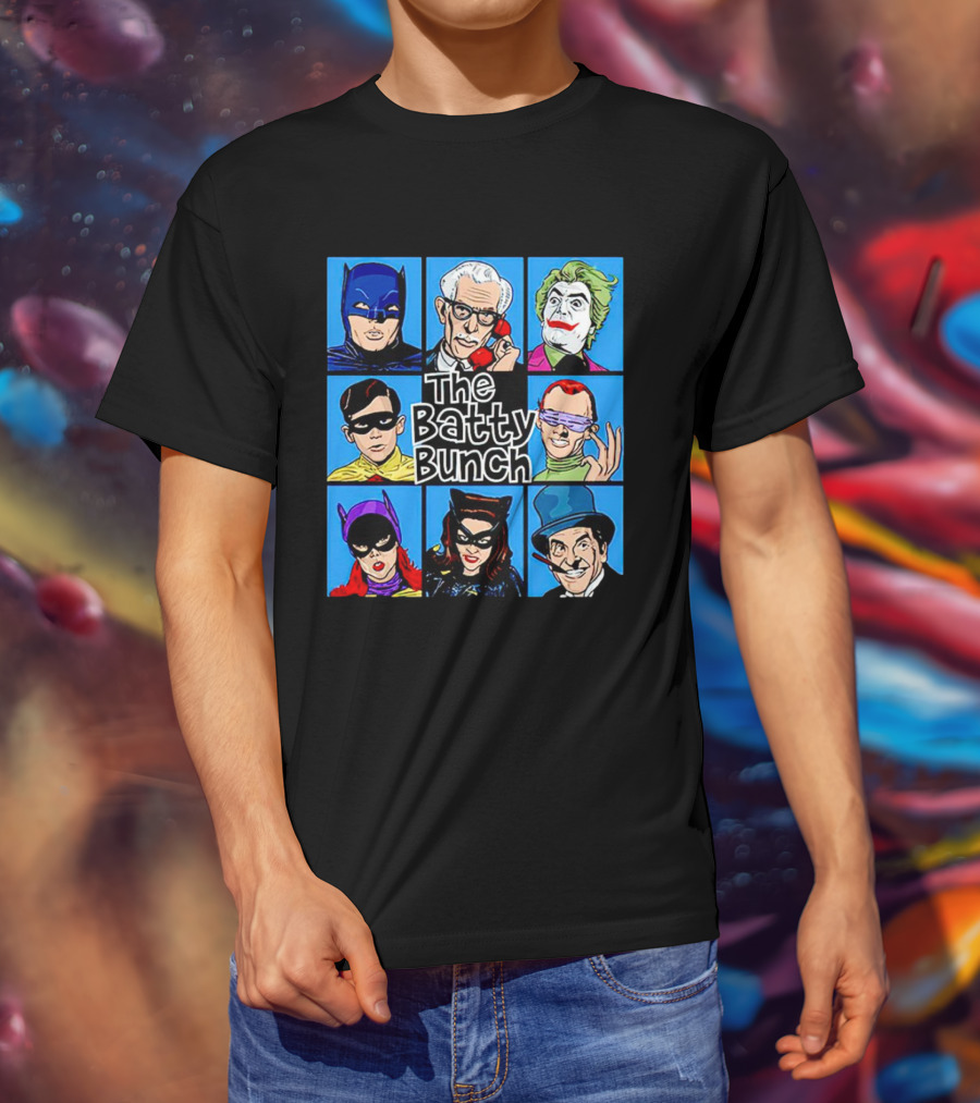 The Batty Bunch Batman Joker Riddler Catwoman Classic Characters T-Shirt