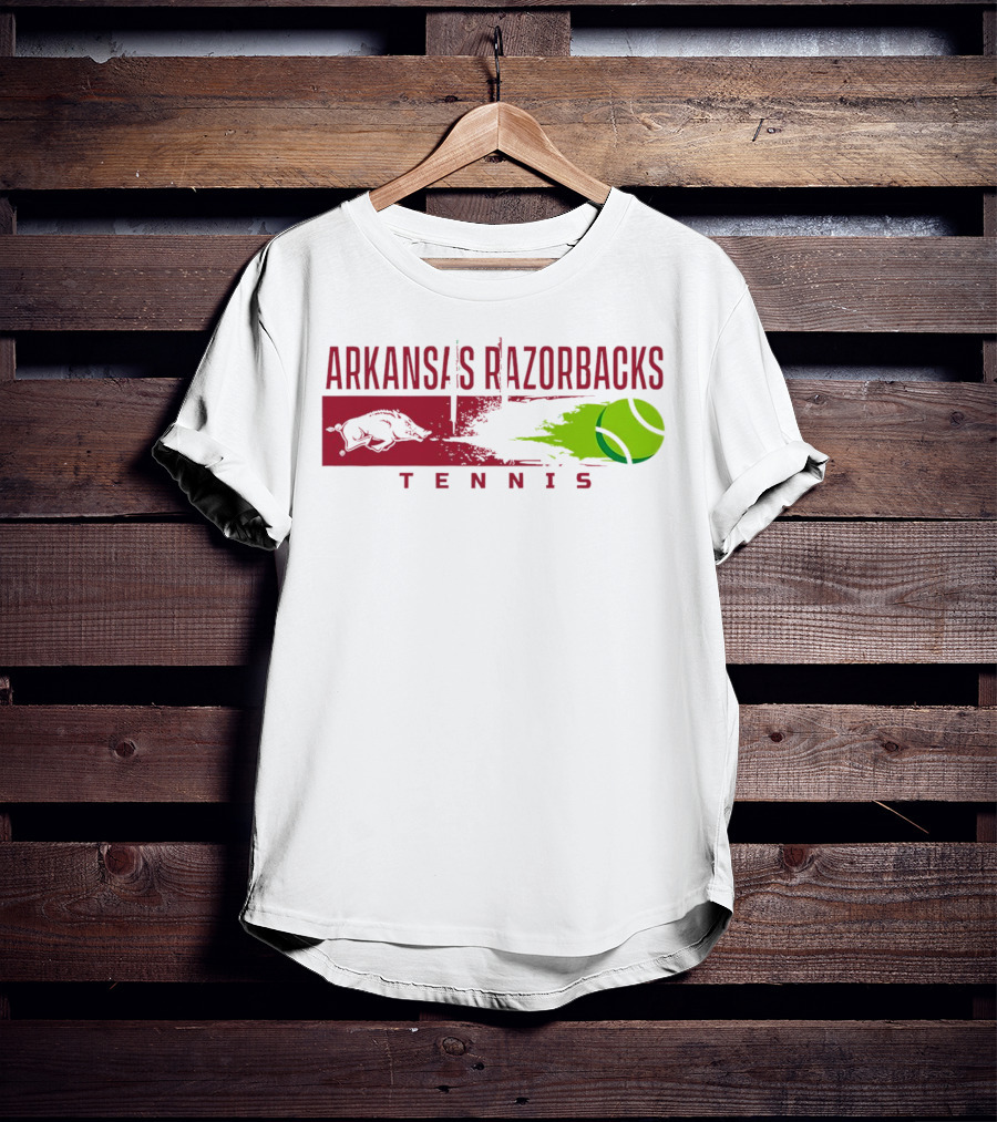 Arkansas Razorbacks Tennis Neon Green Ball And Hog T-Shirt
