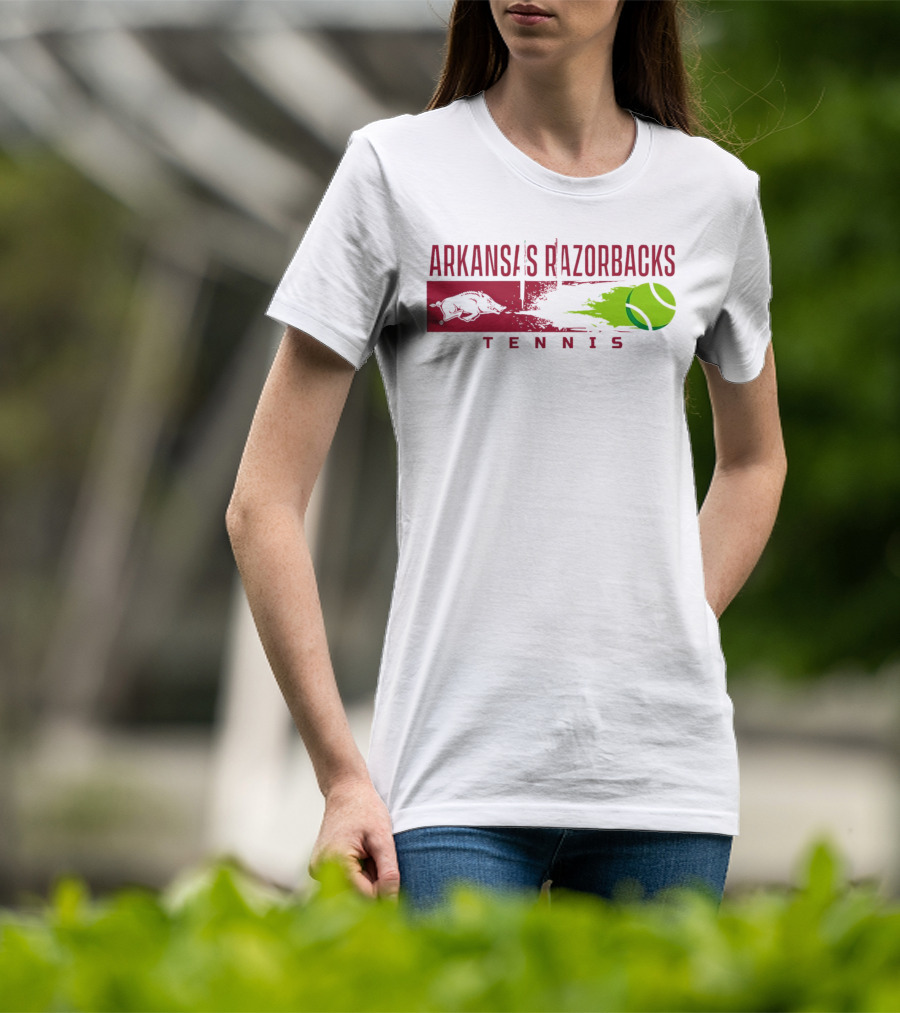 Arkansas Razorbacks Tennis Neon Green Ball And Hog T-Shirt