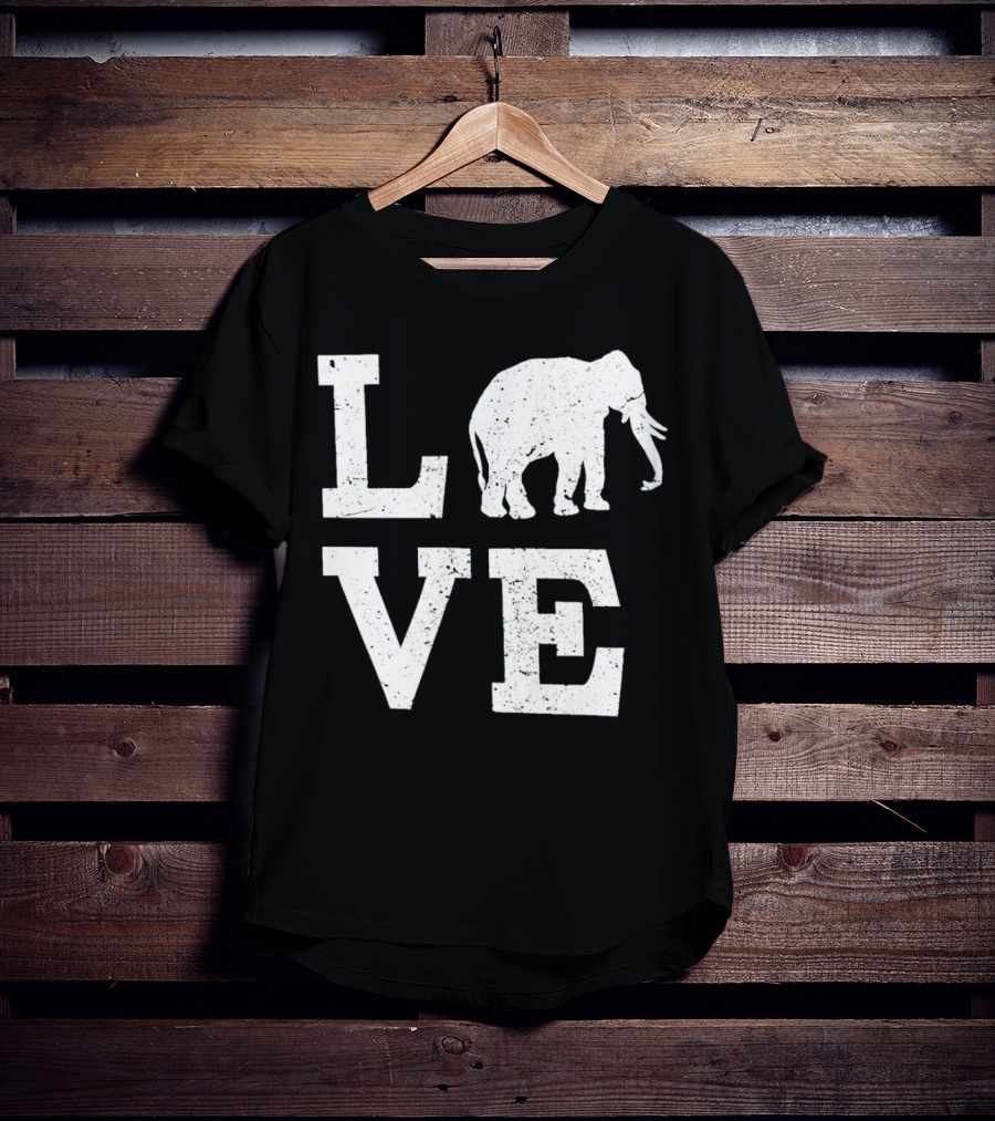 Love Elephant Vintage Style Animal T-Shirt
