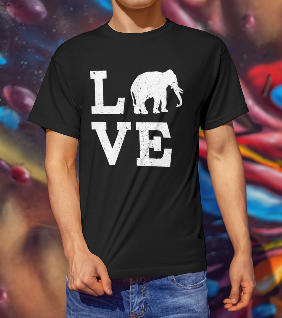 Love Elephant Vintage Style Animal T-Shirt