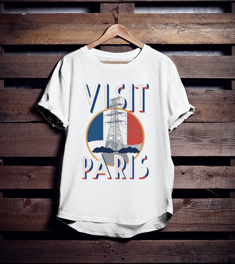 VISIT PARIS Tower Circle Blue Red T-Shirt