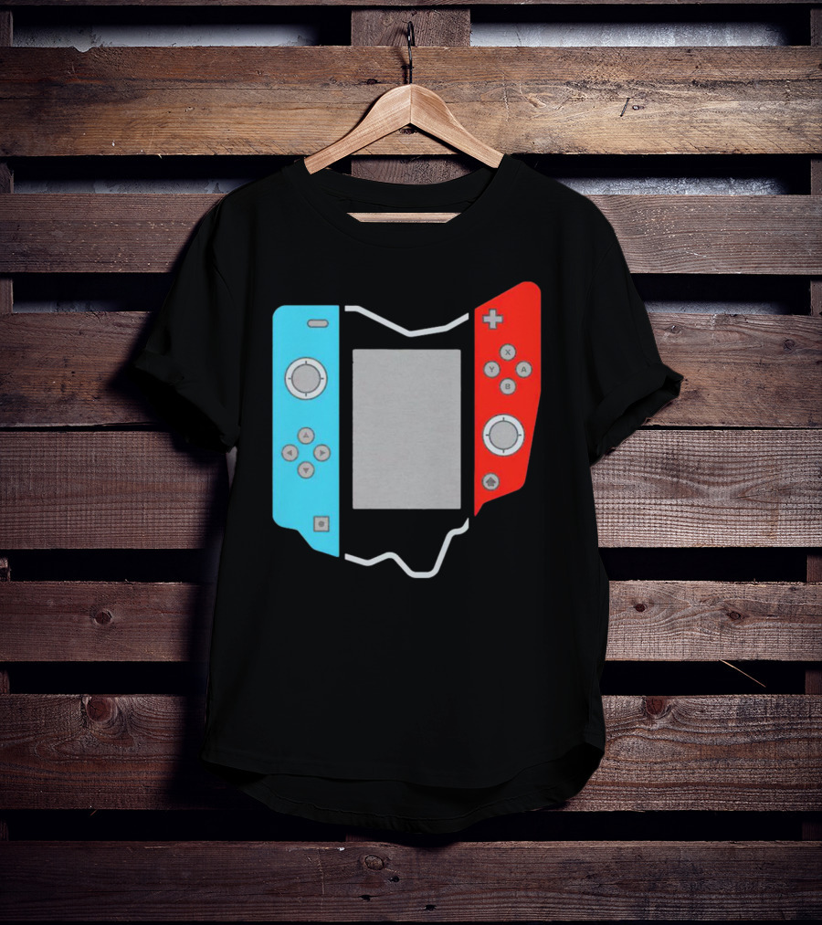 Ohio Gamepad Outline With Blue And Red Controller T-Shirt