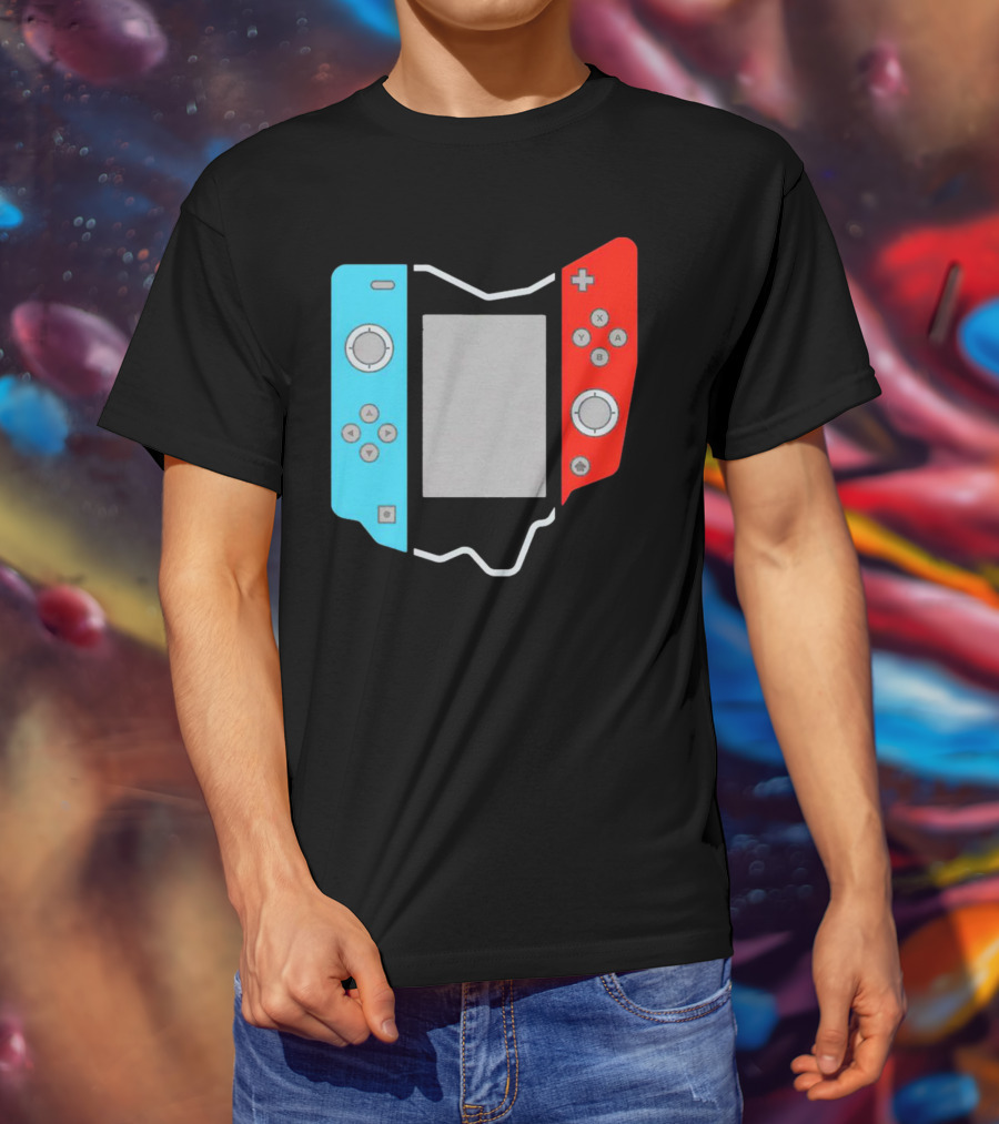 Ohio Gamepad Outline With Blue And Red Controller T-Shirt
