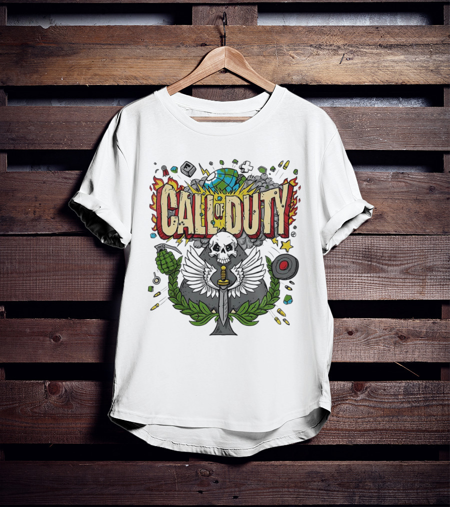 Call Of Duty Skull Halloween Gaming Icon Elements T-Shirt