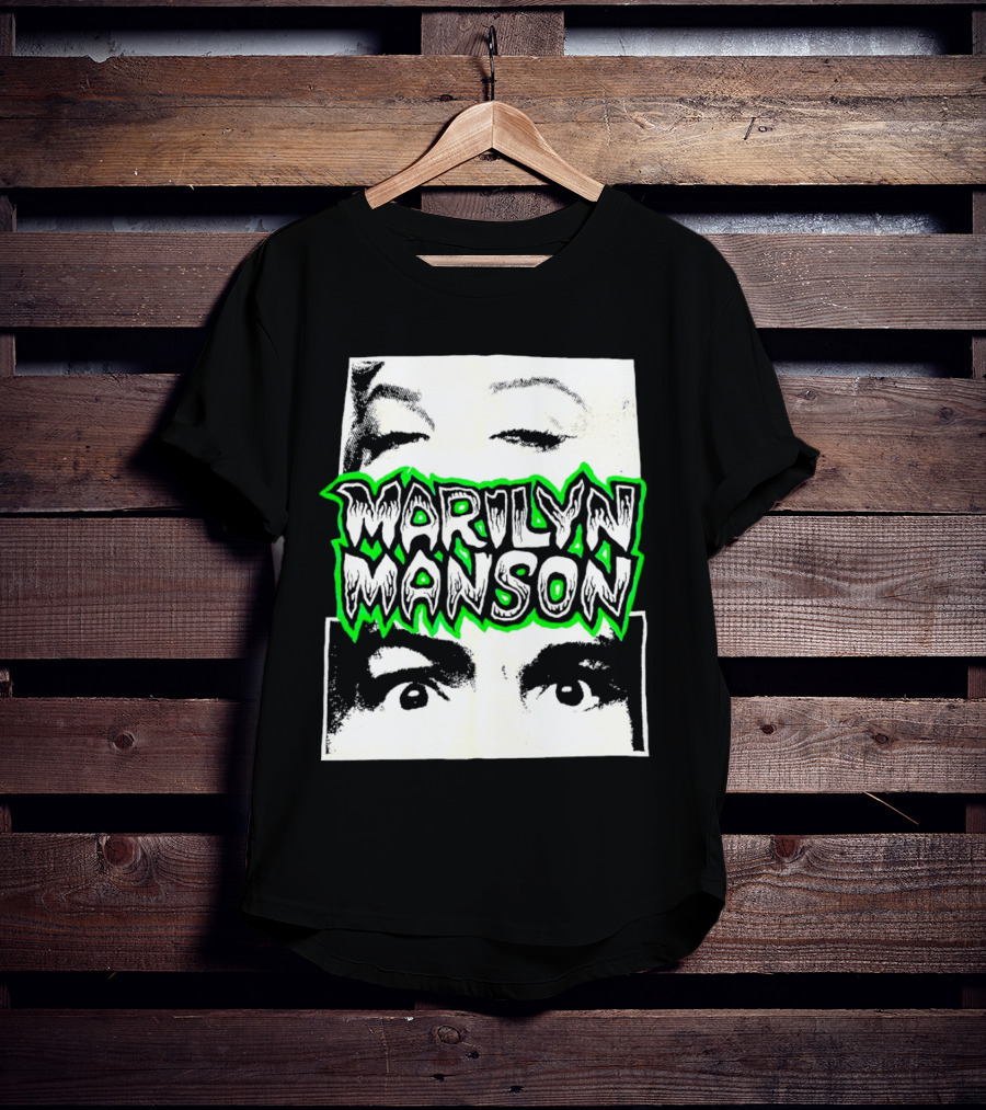 Marilyn Manson Face Illusion With Eyes Contrast T-Shirt