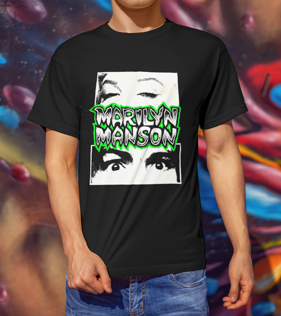 Marilyn Manson Face Illusion With Eyes Contrast T-Shirt